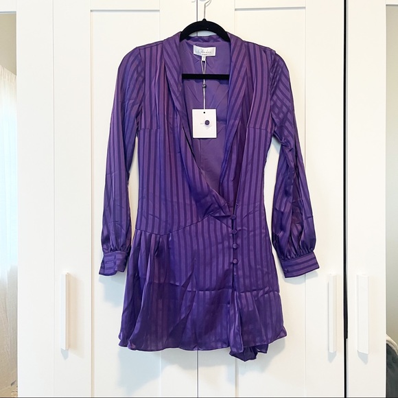 L'Academie The Helen Mini Dress in Violet Indigo - Picture 2 of 7